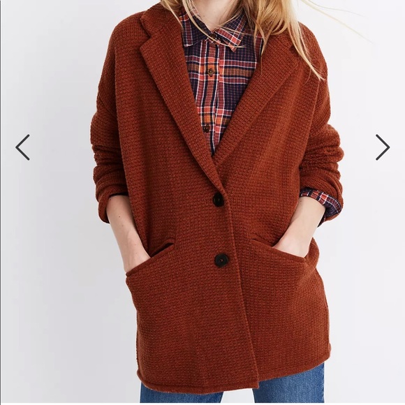 Madewell Sweaters - Burnt Orange Textured Sweater Jacket Madewell